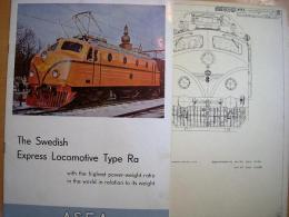 海外鉄道車両パンフレット　The Swedish Express　Locomotive Type Ra　ASEA　スウェーデン鉄道　特大三面図1枚付き