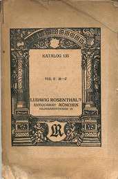 ルードヴィヒ・ローゼンタール　古書店カタログ１３５号（仏）　KATALOG　135　LUDWIG ROSENTHAL'S ANTIQUARIAT MUNCHEN