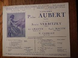 PAULINE　AUBERT　1929年パリコンサートチラシ