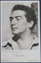 ヴィクター・マチュア自筆サイン入絵葉書　Victor Mature