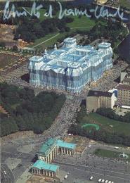 クリスト　アンド　ジャンヌ＝クロード　
アート・カード　包まれたライヒスターク（3）　直筆サイン
Christo and Jeanne-Claude