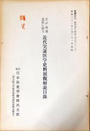 江戸後期京阪に於る近代実証医学史料展観解説目録(14)(31)
医譚 = History of medicine : journal of the Kansai Branch of the Japan Society of Medical History /