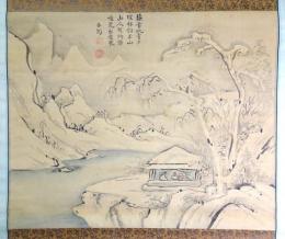 細井平洲画幅　「雪景山水図」