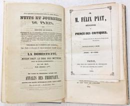 Querelle Littéraire recueil factice d'articles et pamphlets publiés à Paris, en 1843-1844, par Jules Janin, Félix Pyat et des anonyms.
ジャナンとピアの文学論争に関する資料類