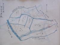 山形県南置賜郡窪田村大字窪田字限地図　肉筆彩色絵図