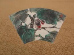 椿貞雄筆　無花果図掛け軸　（米沢市出身の画家）