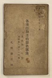 各種自動連結器名称録　附・連結器ノ比較／連結器ニ関スル例規