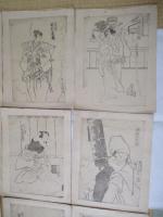浮世絵　芳幾・画の主版摺り(おもはん)9枚+豊国・画の浮世絵 主版摺り１枚　全10枚一括