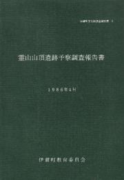 霊山山頂遺跡予察調査報告書　 ＜伊賀町文化財調査報告＞