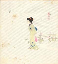団扇絵石版画見本（明治ー昭和初期）