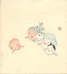 団扇絵石版画見本（明治ー昭和初期）