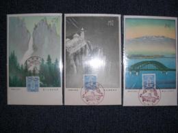 行幸記念　北海道十景　／　絵葉書　吉田初三郎　謹筆　根室より千島を望む　・　阿寒湖の麗色　・　札幌神社　・　当別湖の春色　・　小樽港の月明　・　大沼公園　・　支笏湖の静寂　・　地球岬雪吹雪　・　層雲峡銀河の瀧　・　大雪山と旭橋　／昭和11年10月6日　札幌　行幸記念丸印