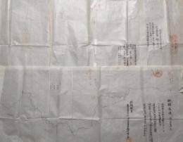 砂金鉱区図　1/10000縮尺　　石狩國空知郡下富良野村字ニシタップ　　ニシタップ川筋国有水面  (北海道)　原区・減区 (明治43年・大正5年) 2枚セット