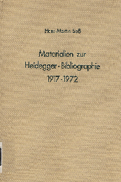 Materialen zur Heidegger-Bibliographie 1917-72