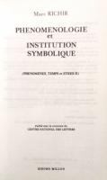 Phénoménologie et institution symbolique