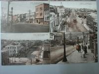 絵葉書　函館の街 ダブルプリント　函館港/停車場/十字街.大門.地蔵.末廣.銀座角通り