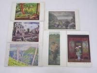 絵葉書  帝国美術院第十三回美術展覧会出品　中西利雄「トリエール風景」他