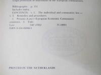 The Individual and Community Law (v. 1) (Legal Protection of Individuals in the European Communities)