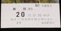 【切符】京王高尾線開通記念乗車券　新宿から20円区間ゆき　昭和42年/京王帝都電鉄