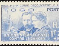 【切手】トーゴ切手　キュリー夫人 ラジウム発見40年　1938年/癌撲滅基金