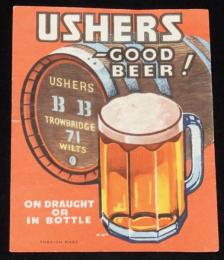 【広告マッチラベル】USHERS GOOD BEER！　1960年代頃/イギリス/ビール