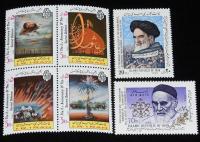 【切手】イラン切手　イラン・イラク戦争5年　4枚連結　1985年/イラン切手2枚付き