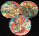 【駄玩具】丸面子　少年タイガー／ライオンマン／孫悟空　3枚セット　昭和20年代頃