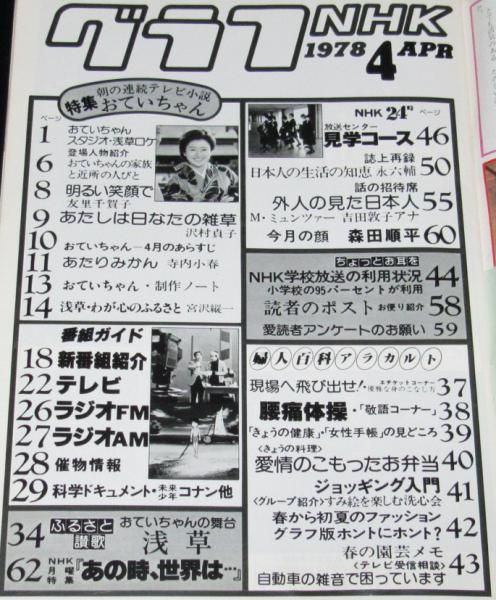 グラフNHK 昭和53年4月号 特集:おていちゃん/友里千賀子/未来少年