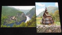 【絵葉書】世界の絵はがき　ノルウェー編　封筒入り5枚　昭和40年代/解説書入り