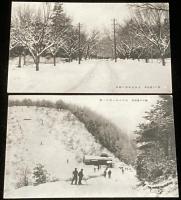 【戦前絵葉書】雪之 平隠温泉風景（信州名湯）封筒入り4枚/渋温泉/上林温泉/坊平スキー場
