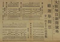 【戦前新聞】大阪毎日新聞　昭和3年2月21日 第二号外／第四号外 2枚セット　総選挙開票