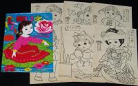 【駄玩具】まつお　ぬりえ　おやゆびひめ　6枚袋入り　東京○松　昭和30年代頃