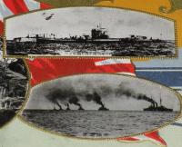 【戦前絵葉書】戦利獨逸潜水艦／帝国海軍／青島占領記念岩