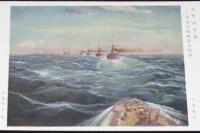 【絵葉書】海軍館壁画 2枚セット　日本海海戦敵前大回頭/旅順口閉塞隊/日露戦争