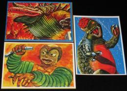 【駄玩具】怪獣パズル　3枚セット　昭和40年代頃