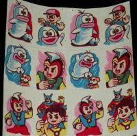 【駄玩具】うつし絵　オバQ／パピイ／レオ／ソラン 20枚入り1枚　パチモン　昭和40年代頃