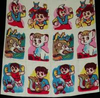 【駄玩具】うつし絵　オバQ／パピイ／レオ／ソラン 20枚入り1枚　パチモン　昭和40年代頃