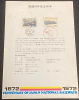 【リーフレット】世界の鉄道切手展　1972年　札幌 三越/鉄道100年記念切手2種貼付/記念スタンプ