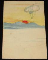 【戦前絵葉書】恤兵　陸軍大臣官房　4枚セット　軍事郵便/日露戦争/気球