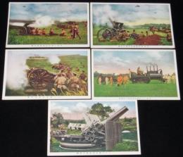 【戦前絵葉書】重砲十珊加農砲 ほか　5枚セット　重砲二十四珊加農砲索引自動車/二十八珊攻城重砲