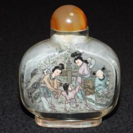 【空き瓶】鼻煙壷　内画ガラス瓶　中国工芸品