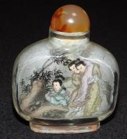 【空き瓶】鼻煙壷　内画ガラス瓶　中国工芸品