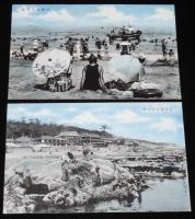 【戦前絵葉書】最新艶付　海の美　大洗　封筒入り8枚　昭和8年/大洗海水浴場/大洗海岸旅館街