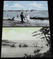 【戦前絵葉書】最新艶付　海の美　大洗　封筒入り8枚　昭和8年/大洗海水浴場/大洗海岸旅館街