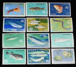 【切手】魚介シリーズ　全12種セット　日本郵便　昭和41年～42年