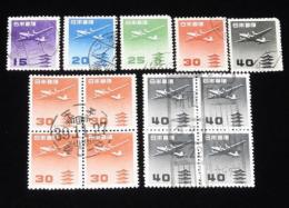 【切手】航空切手　五重塔航空　円単位　使用済み　全5種セット+4枚連結2種　計13枚セット