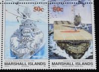 【切手】マーシャル諸島切手　真珠湾攻撃　4枚連結　1991年/空母赤城/零式艦上戦闘機