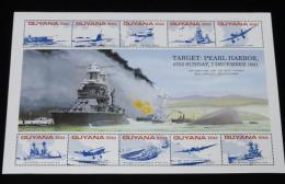 【切手】ガイアナ切手　真珠湾攻撃　10枚入シート/日本空母 赤城/零式艦上戦闘機