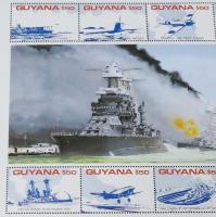 【切手】ガイアナ切手　真珠湾攻撃　10枚入シート/日本空母 赤城/零式艦上戦闘機