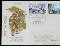 【初日カバー】パプアニューギニア切手　太平洋戦争25周年記念　切手4枚付き/1967年